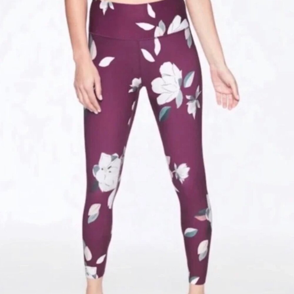 Athleta Floral Elation 7/8 Leggings Plum Small (#220)